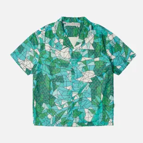 STAINED GLASS COLLARED SHIRT - GREEN quick dry