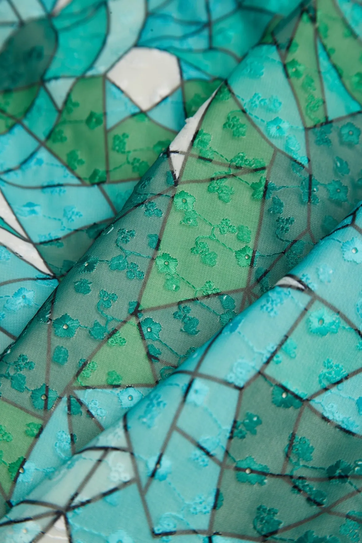 STAINED GLASS COLLARED SHIRT - GREEN AntiPilling StretchPaneling