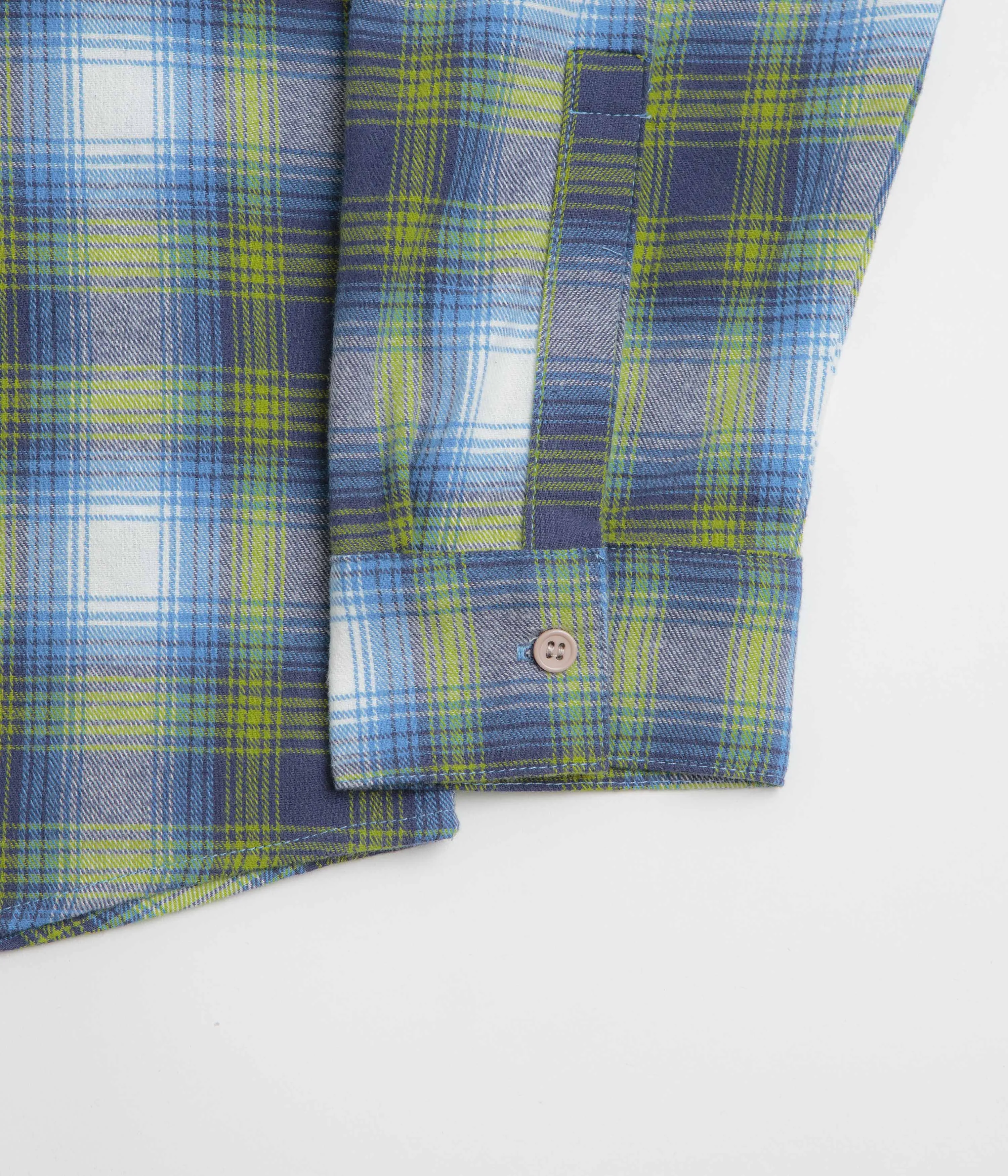 Stan Ray Flannel Shirt - Bright Blue Plaid Tailored Cuffs