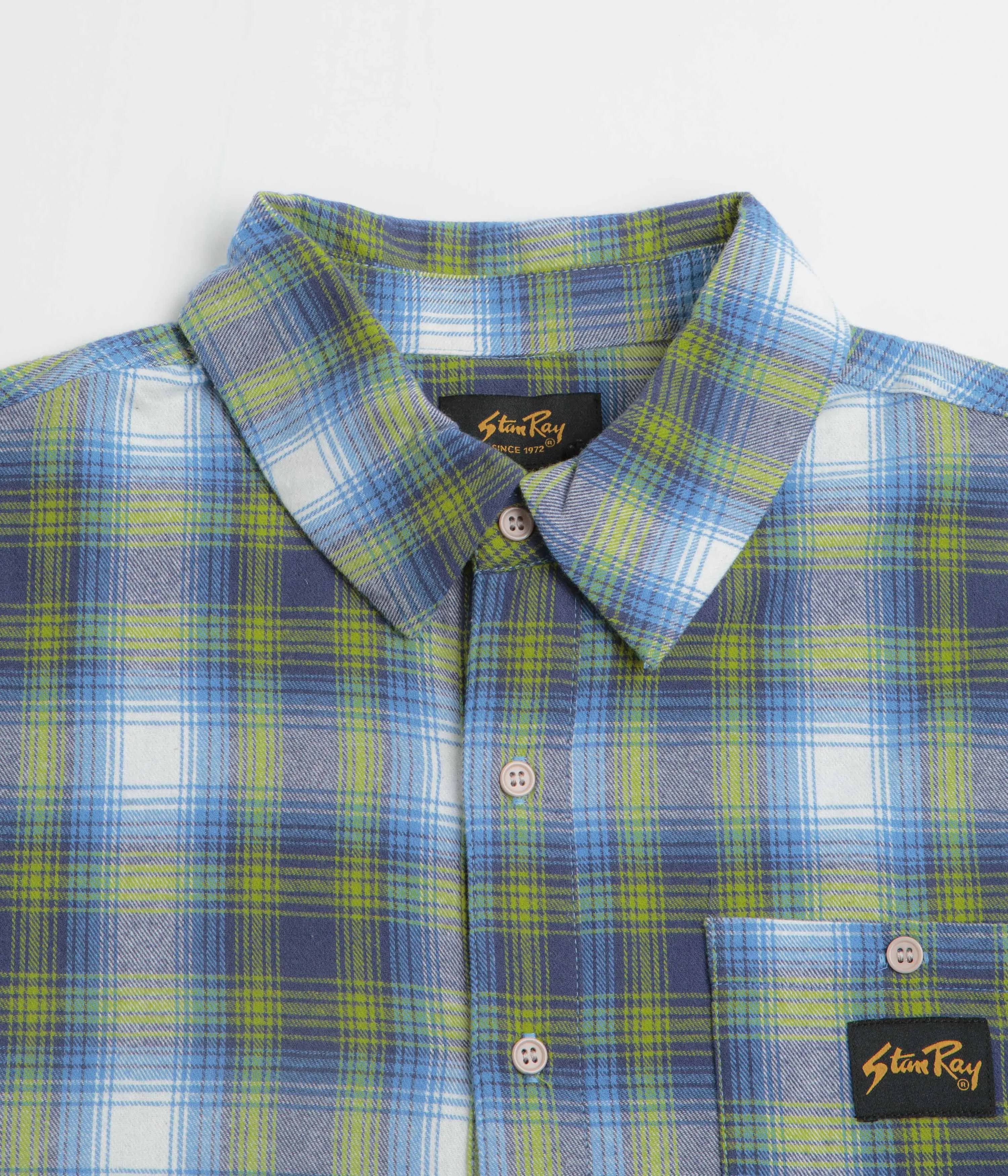 Mountain Escape Moisture Management Tech Stan Ray Flannel Shirt - Bright Blue Plaid