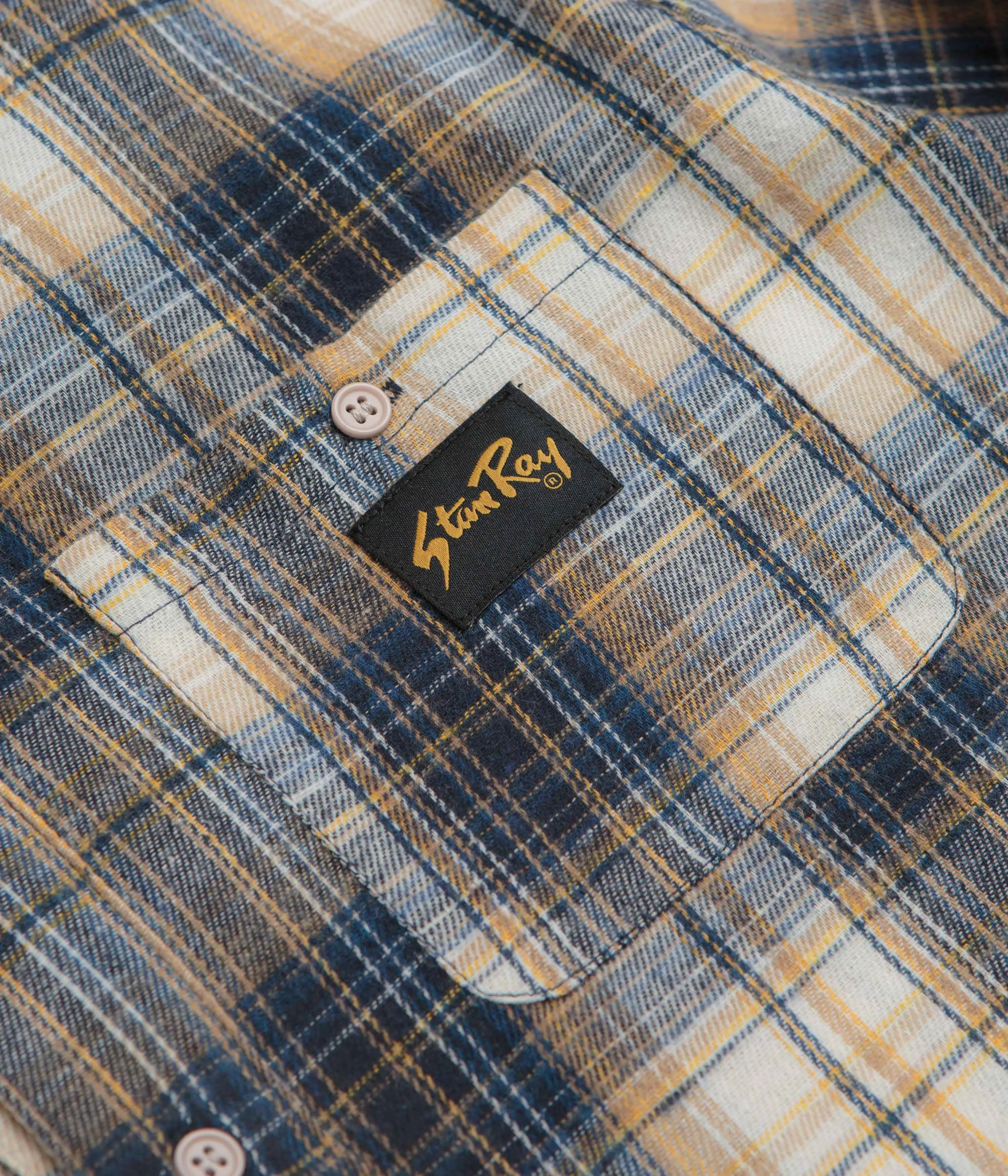 Stan Ray Flannel Shirt - Navy Plaid / White Laser Cut Edge Detail Winter Collection