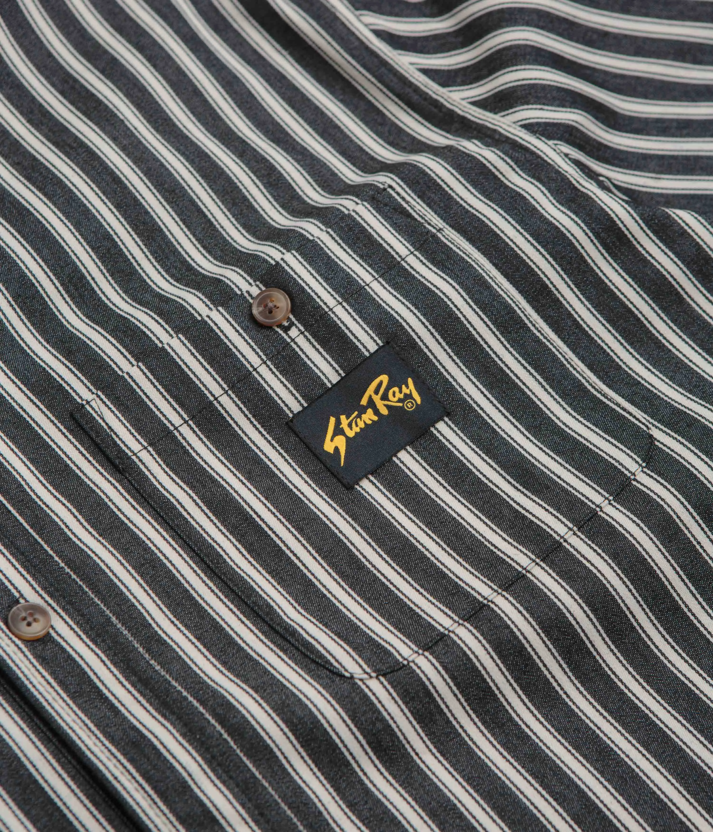 Contemporary Style Stan Ray Short Sleeve Flannel Shirt - Charcoal Stripe