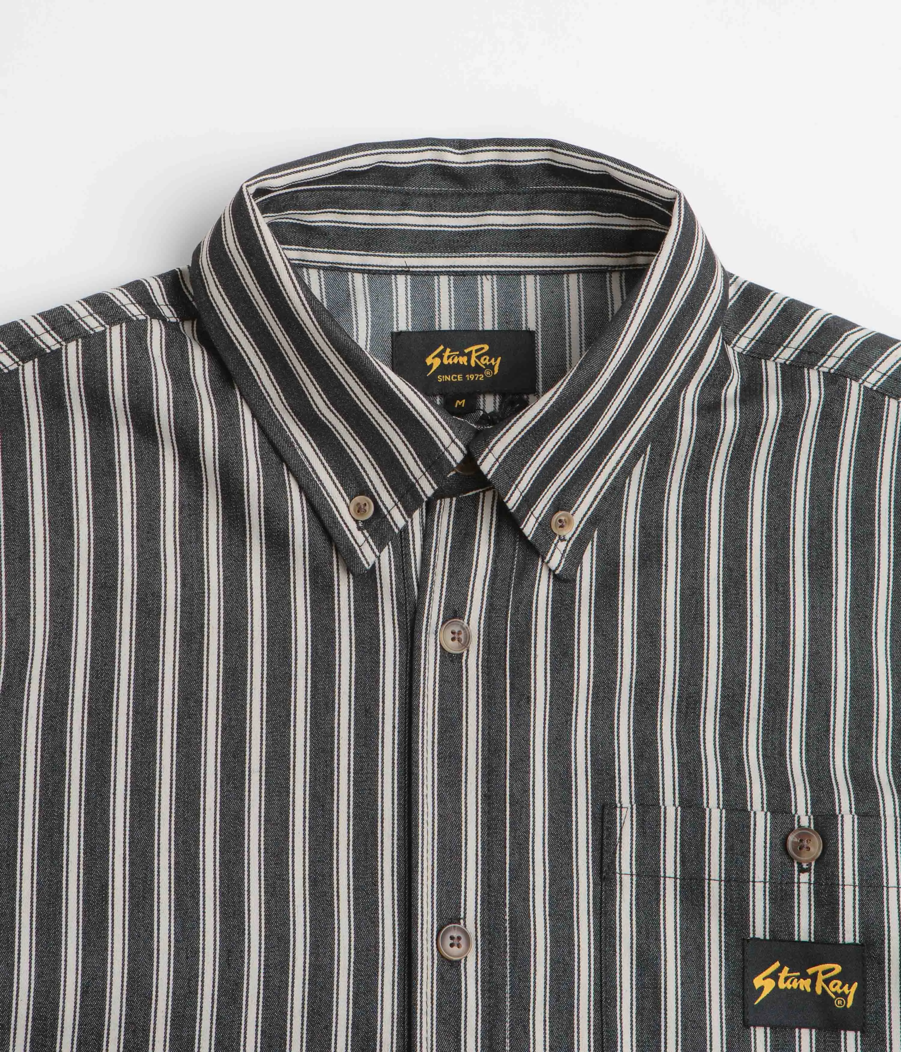 Stan Ray Short Sleeve Flannel Shirt - Charcoal Stripe Road Trip Ready Neutral Tone