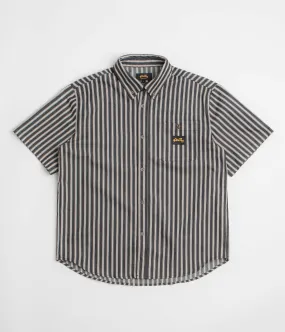 Fade Resistant Stan Ray Short Sleeve Flannel Shirt - Charcoal Stripe
