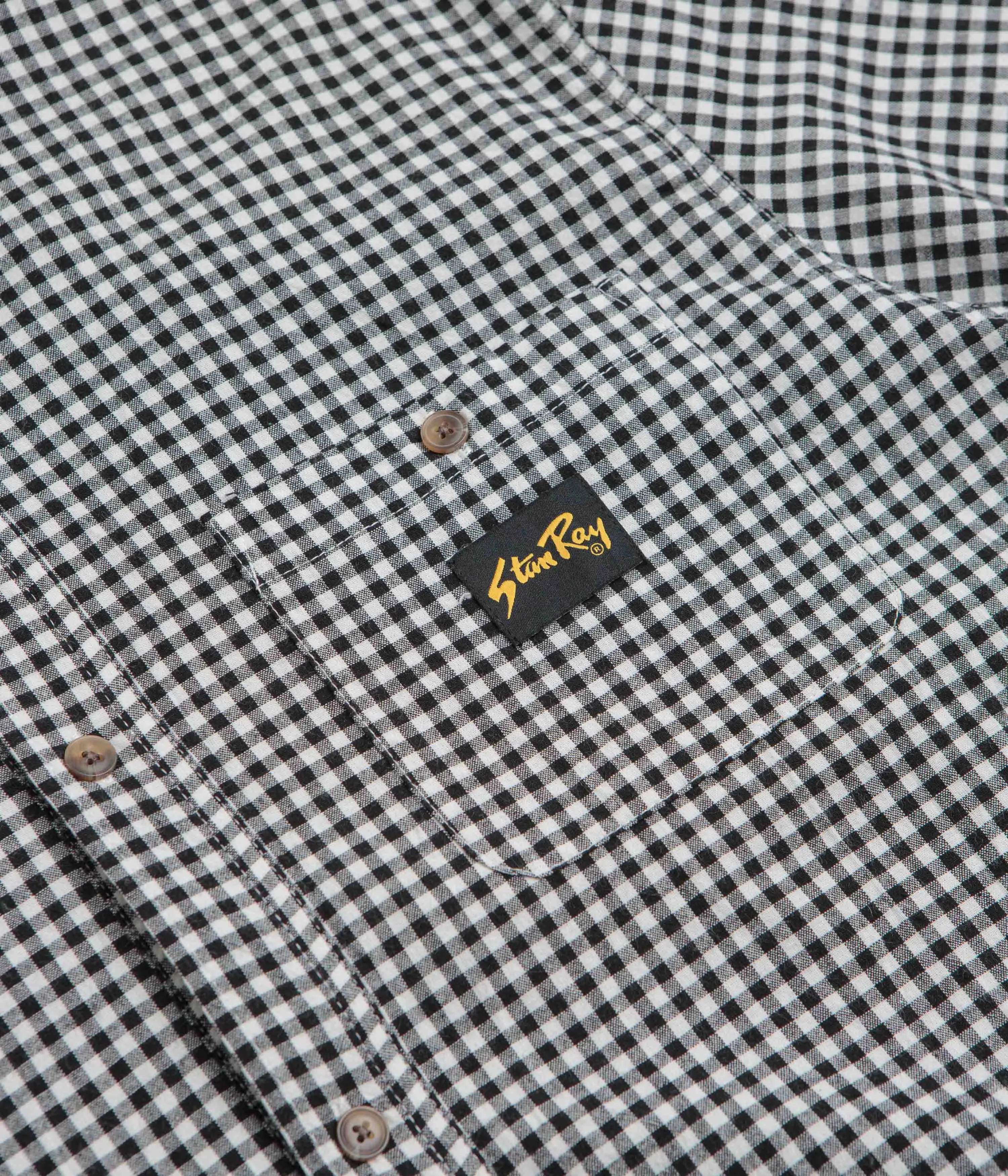Hooded Option Stan Ray Short Sleeve Flannel Shirt - Shale Check