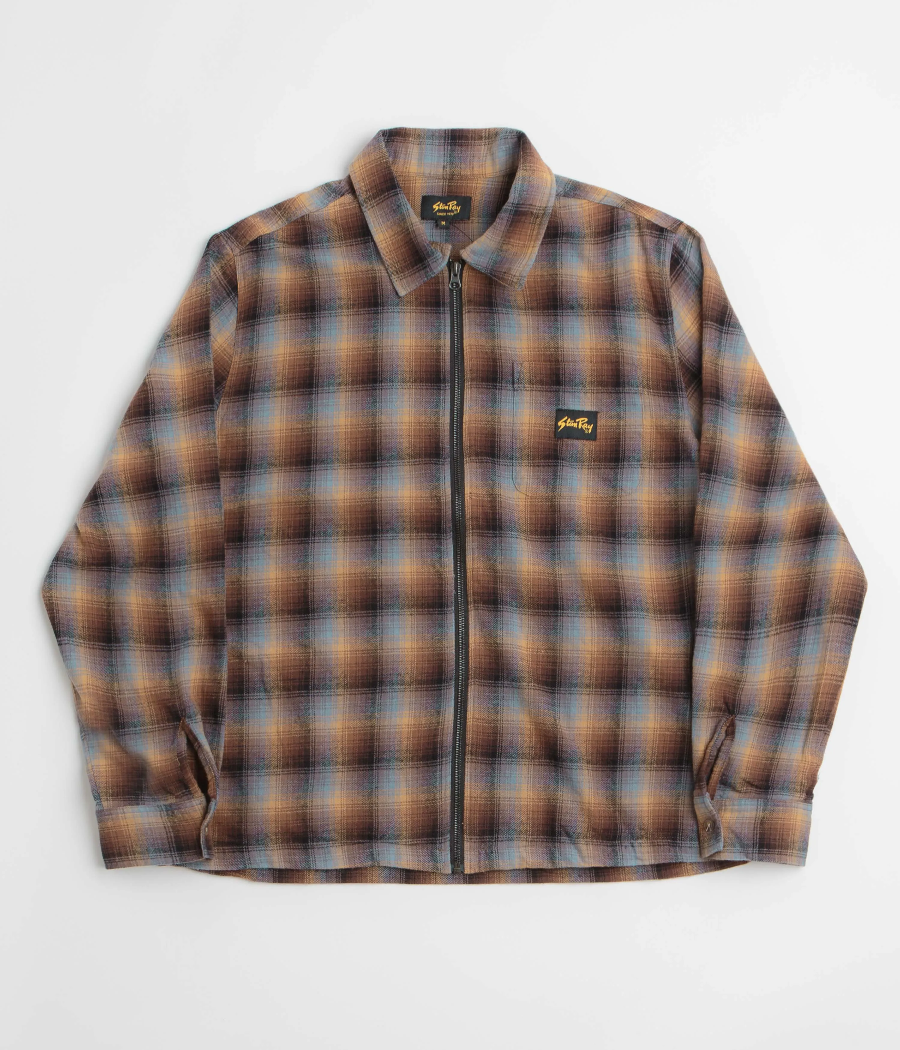 Breathable Material Stan Ray Zip Shirt - Brown / Blue Plaid