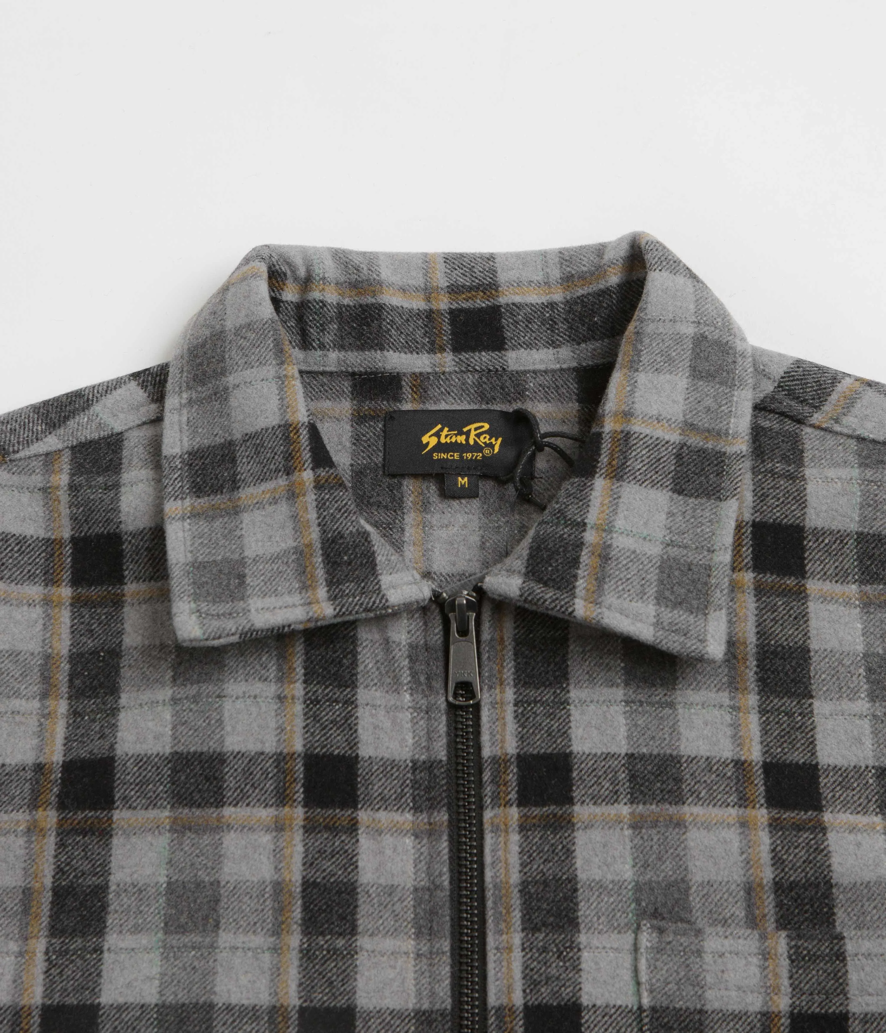 Stan Ray Zip Shirt - Charcoal Plaid Double Stitched Hems