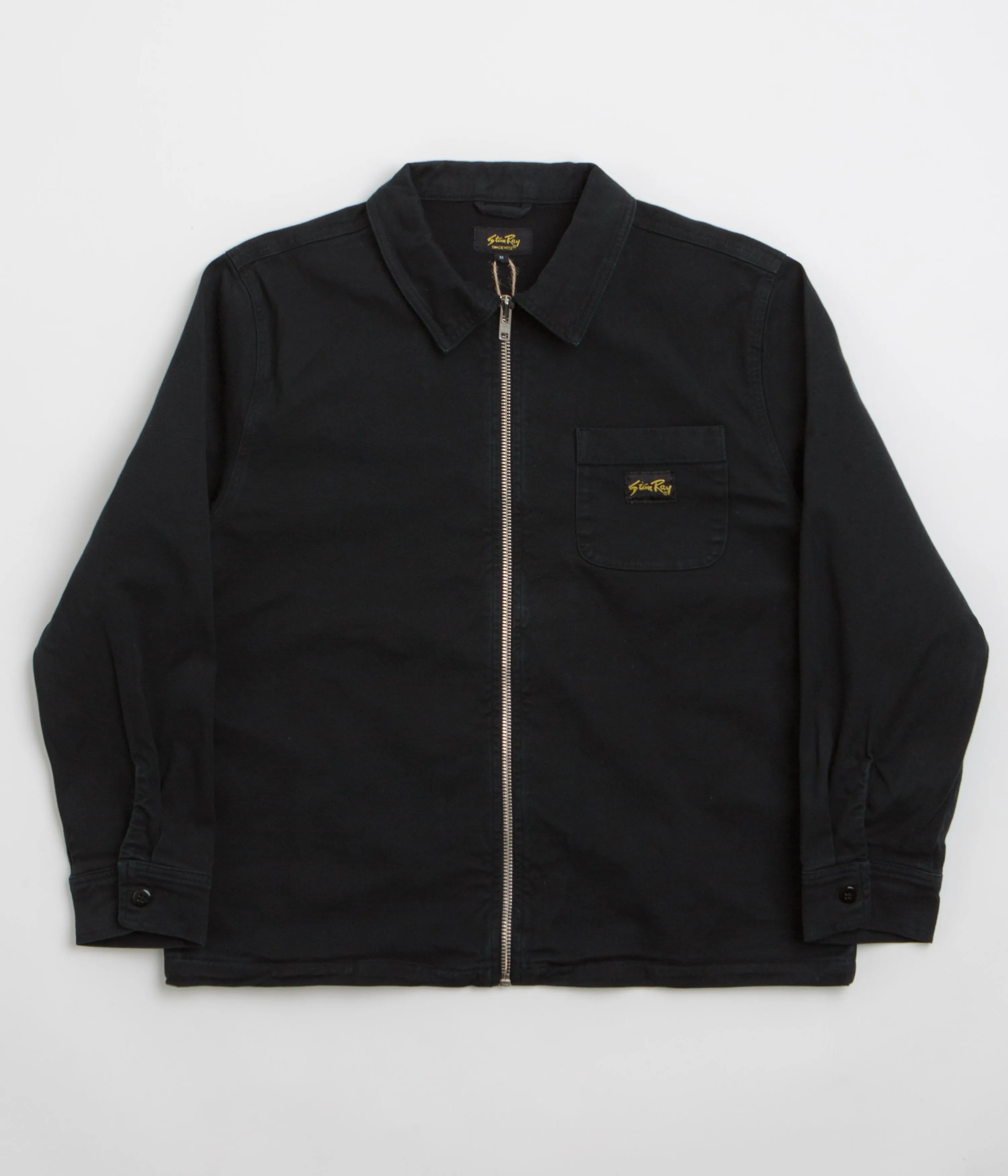 Pre Shrunk Cotton Blend Preppy Vibe Stan Ray Zip Shirt - Washed Black Canvas
