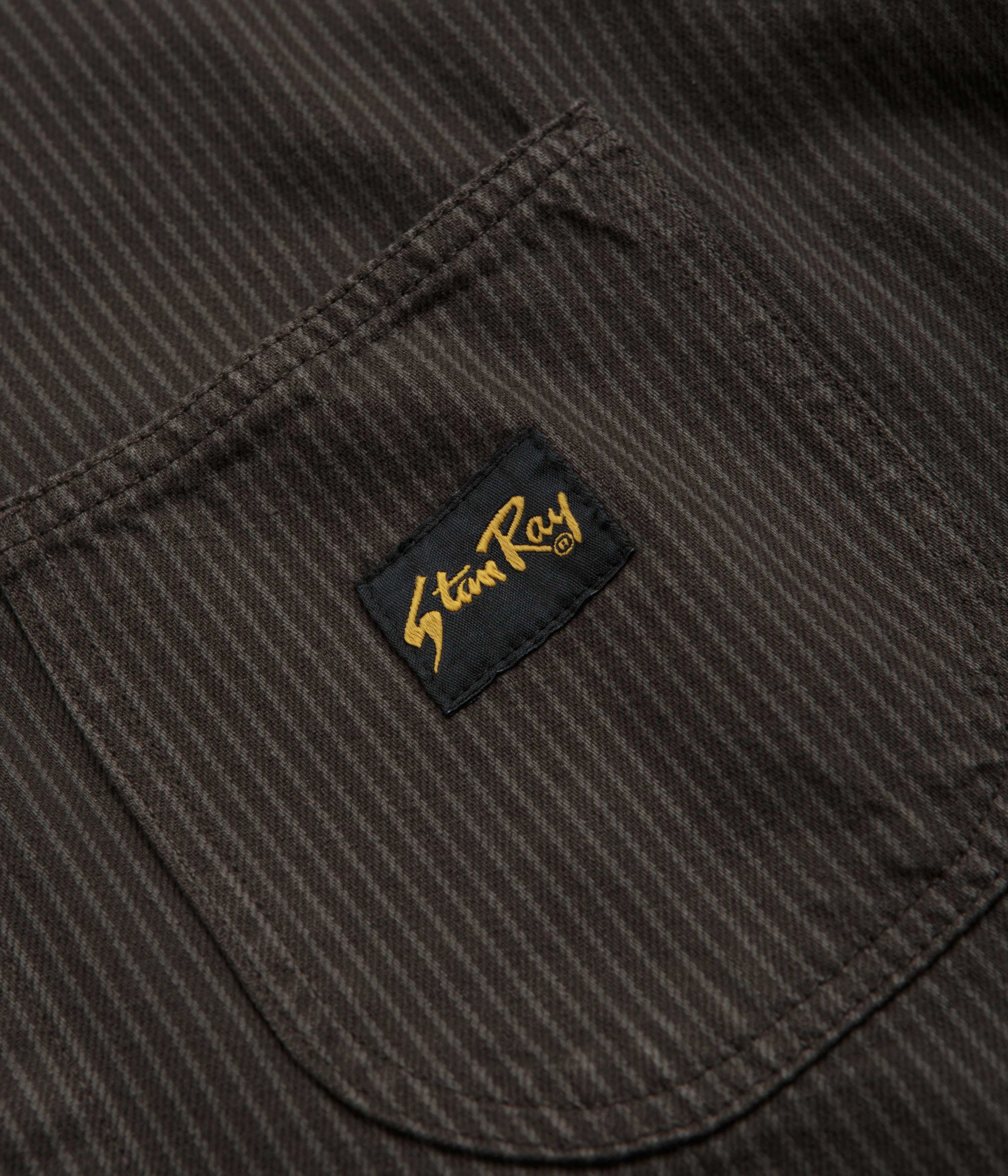 Stan Ray Coverall Jacket - Overdyed Charcoal Hickory Collapsible Hood Structure