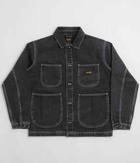 Reinforced Seams Stan Ray Coverall Jacket - Stonewashed Black Denim