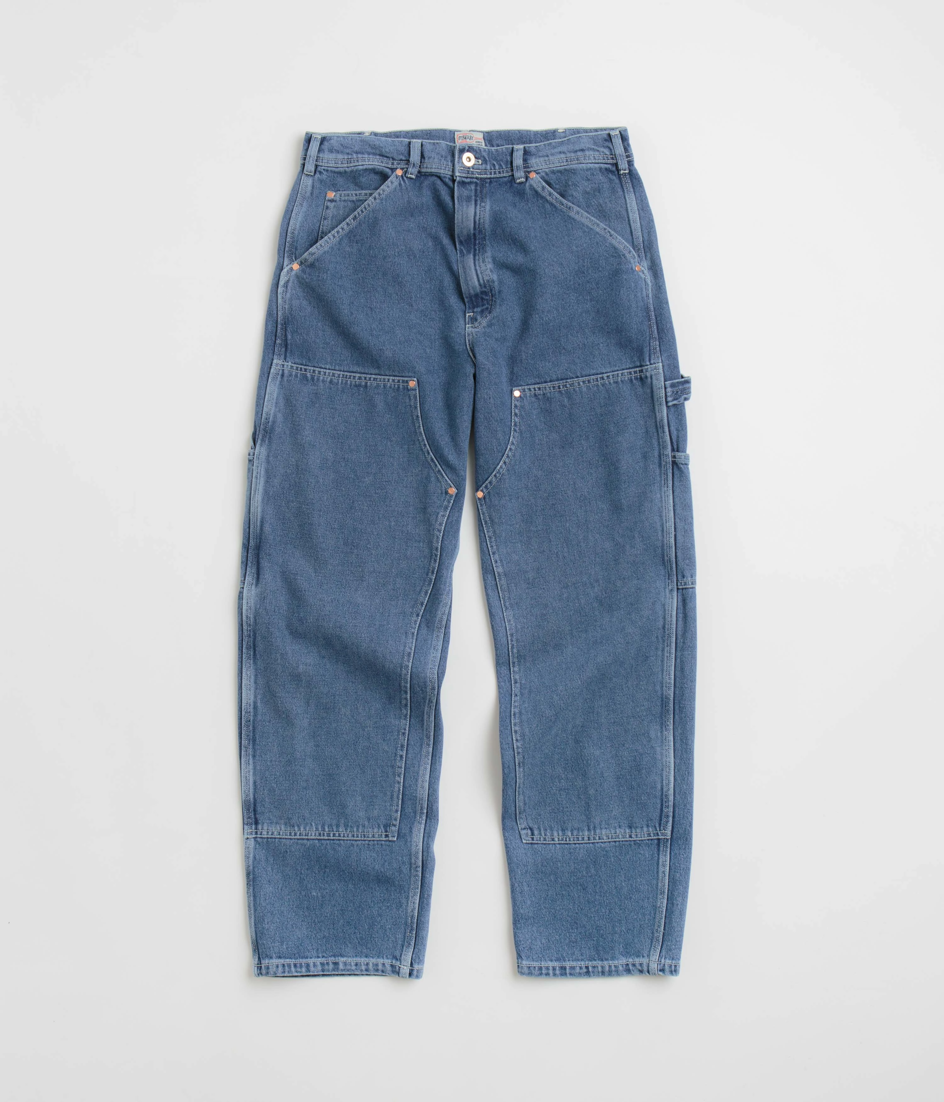 Eco Friendly Fabric Quick Access Zippers Stan Ray Double Knee Pants - Heavy Stone Wash Denim