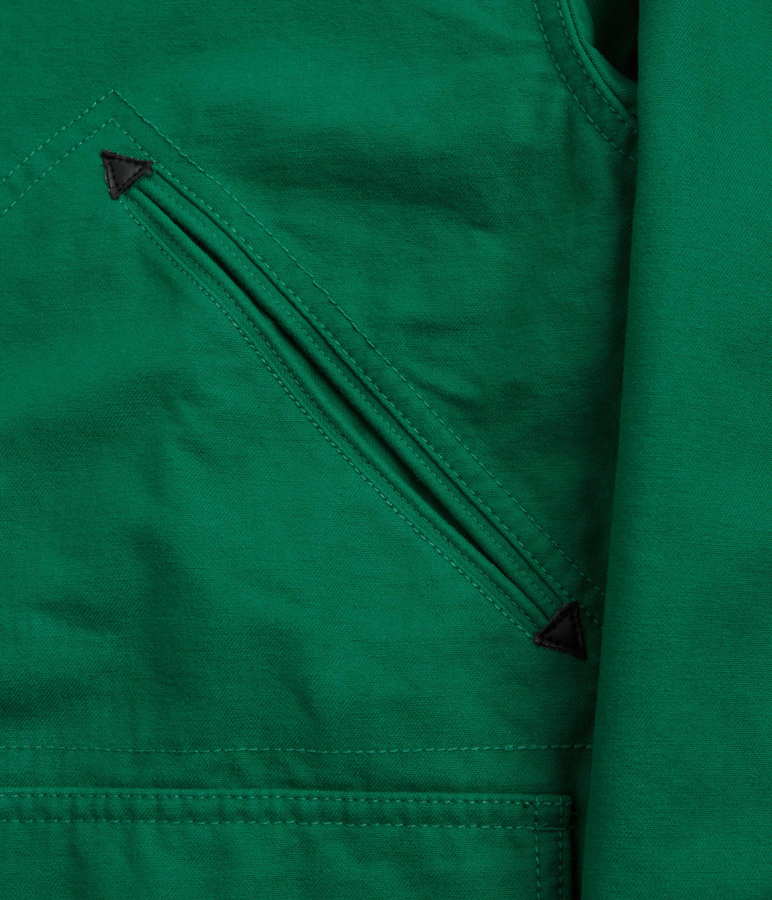 Collarless Give Stan Ray Hunters Jacket - Racing Green Half Panama
