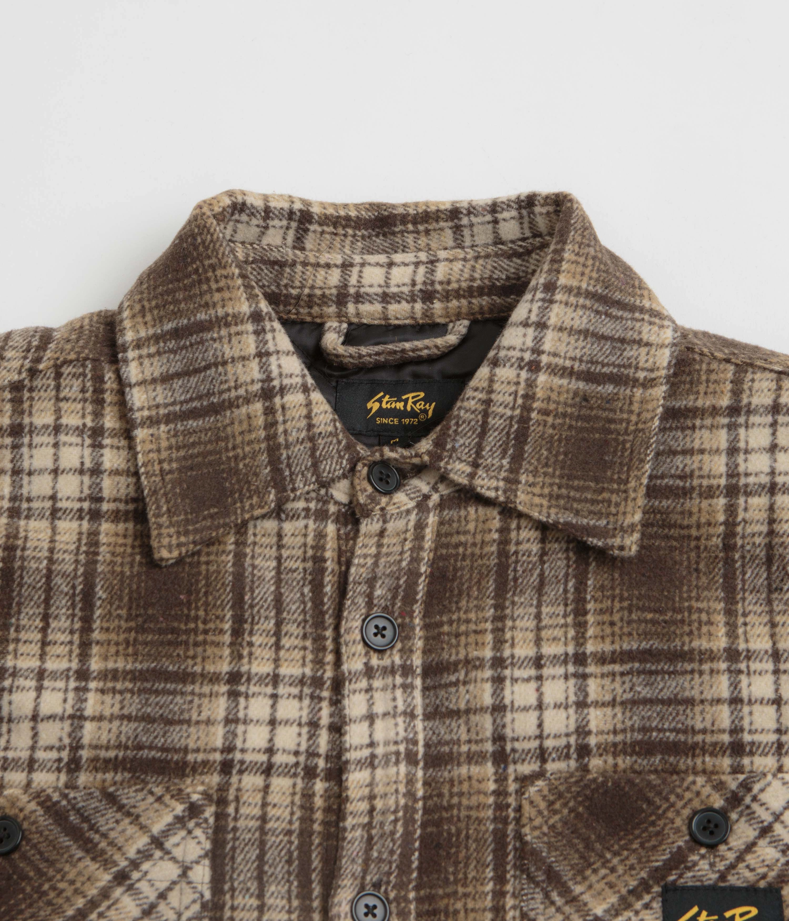 Infrastructure Stan Ray Quilted Plaid Overshirt - Brown