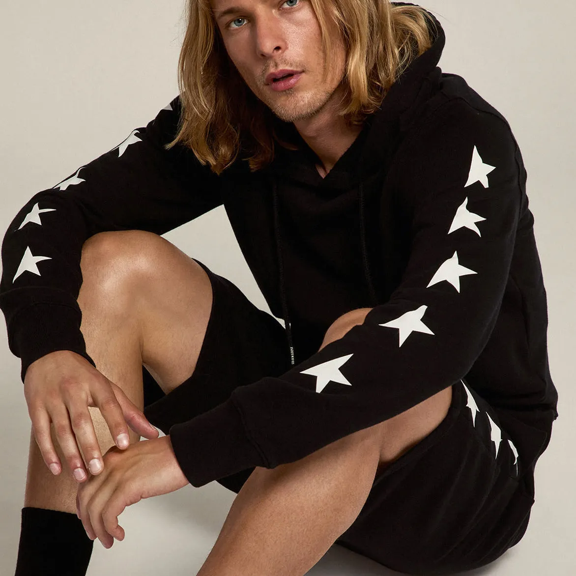 Adjustable Hem STAR REGULAR HOODIE ALIGHIERO - BLACK