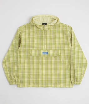 Dual Layer Ventilation Layer Base HUF Rivington Plaid Anorak 1/4 Zip Anorak - Tarragon