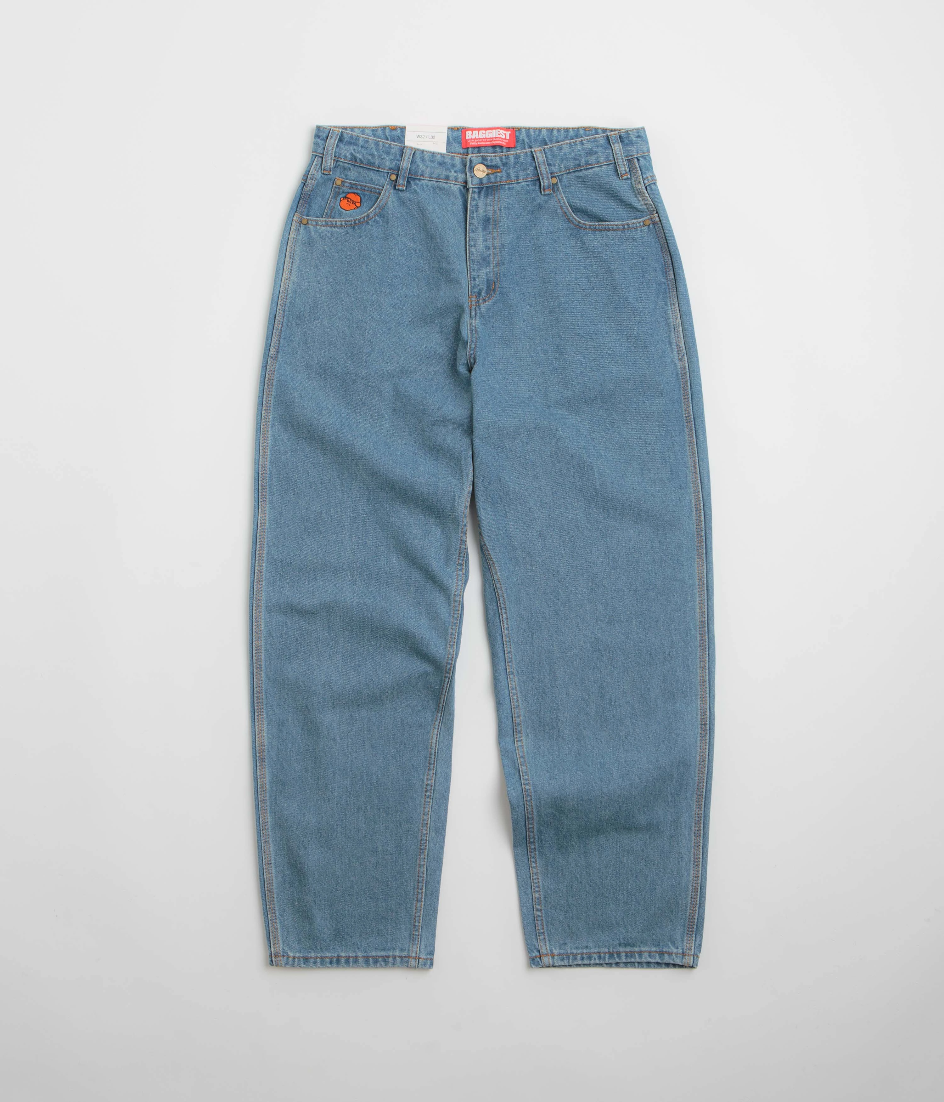 Friction Resistant Fabric Non Binding Waist Butter Goods Santosuosso Jeans - Washed Indigo / Indigo