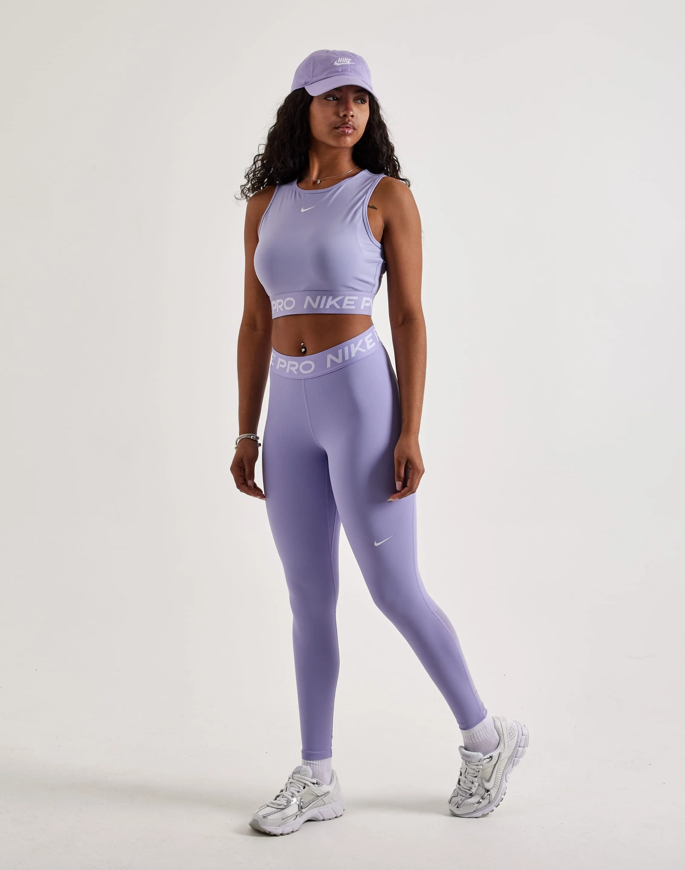Nike Pro Mid-Rise Mesh-Paneled Leggings Sheer Glow