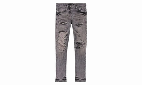 Stitch Patch Repair Jeans "GREY" Classic Wear Textured