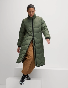 Stormwear Quilted Hooded Longline Puffer Coat - Dark Khaki Tear Resistant Ultraviolet Protection Factor