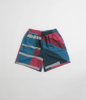 Multi Panel Construction Nylon Material by Parra Vertical Forest Swim Shorts - Blue