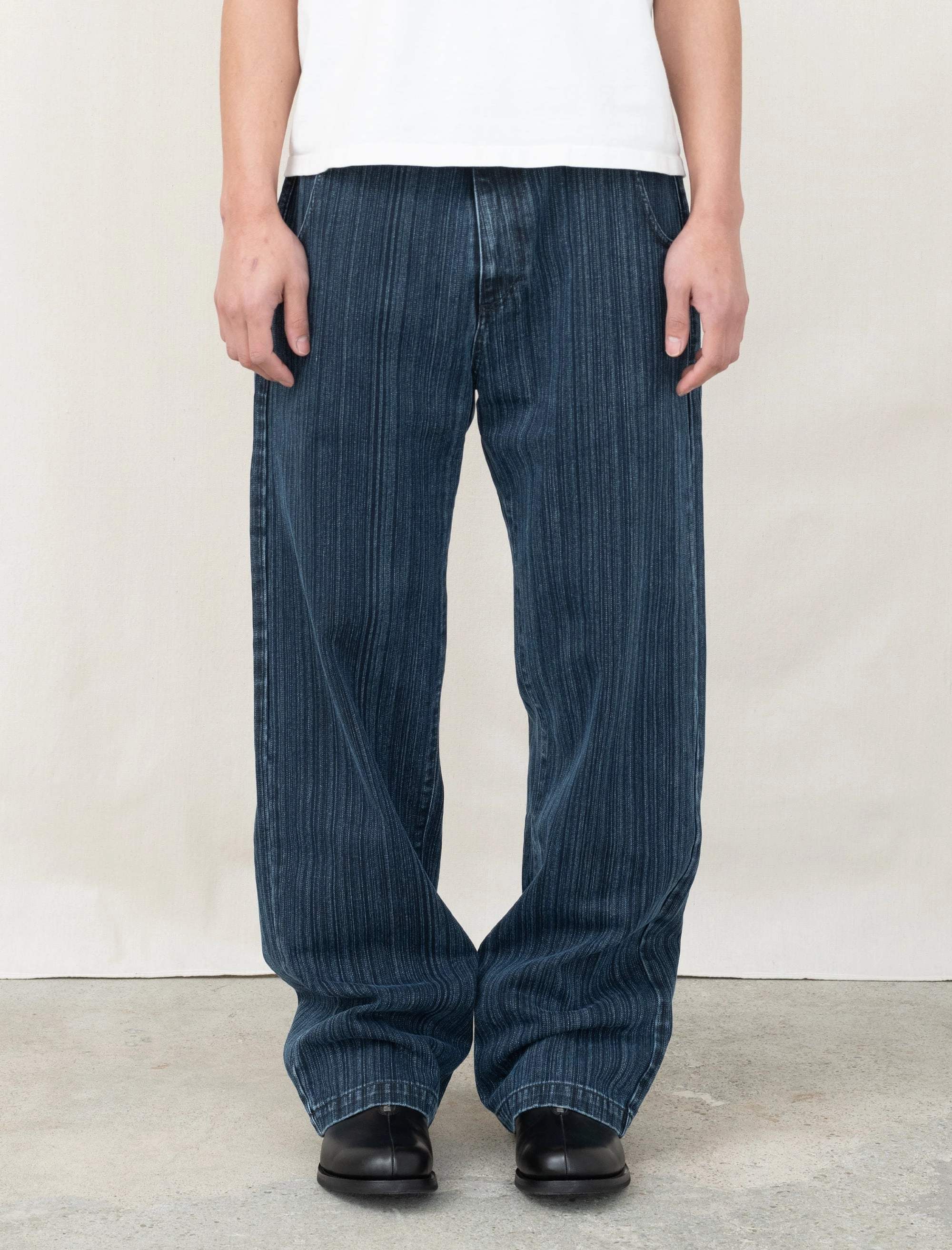 Straight Cut Jeans (Blue Stripe) DurablePolyester Tear Resistant Weave
