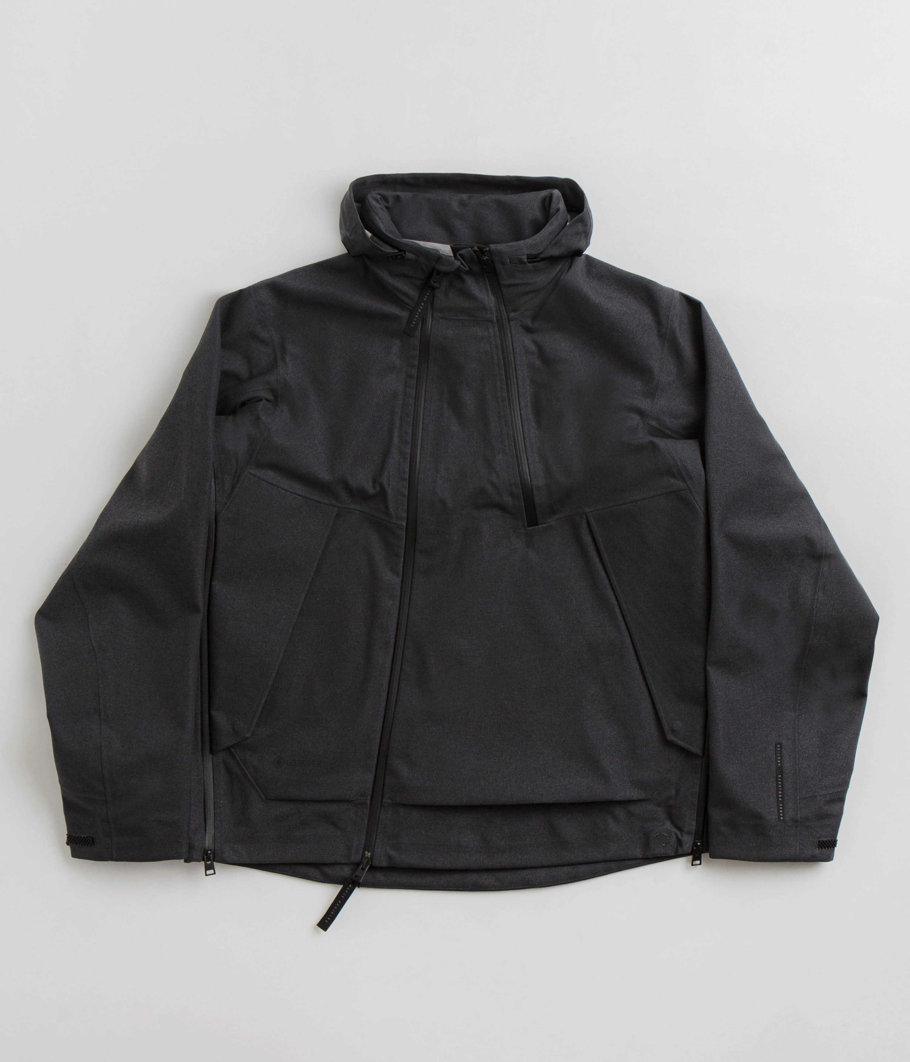 Norse Projects Textured Twill Gore-Tex 3L Stand Collar Jacket - Charcoal Grey Minimalist Aesthetic windy
