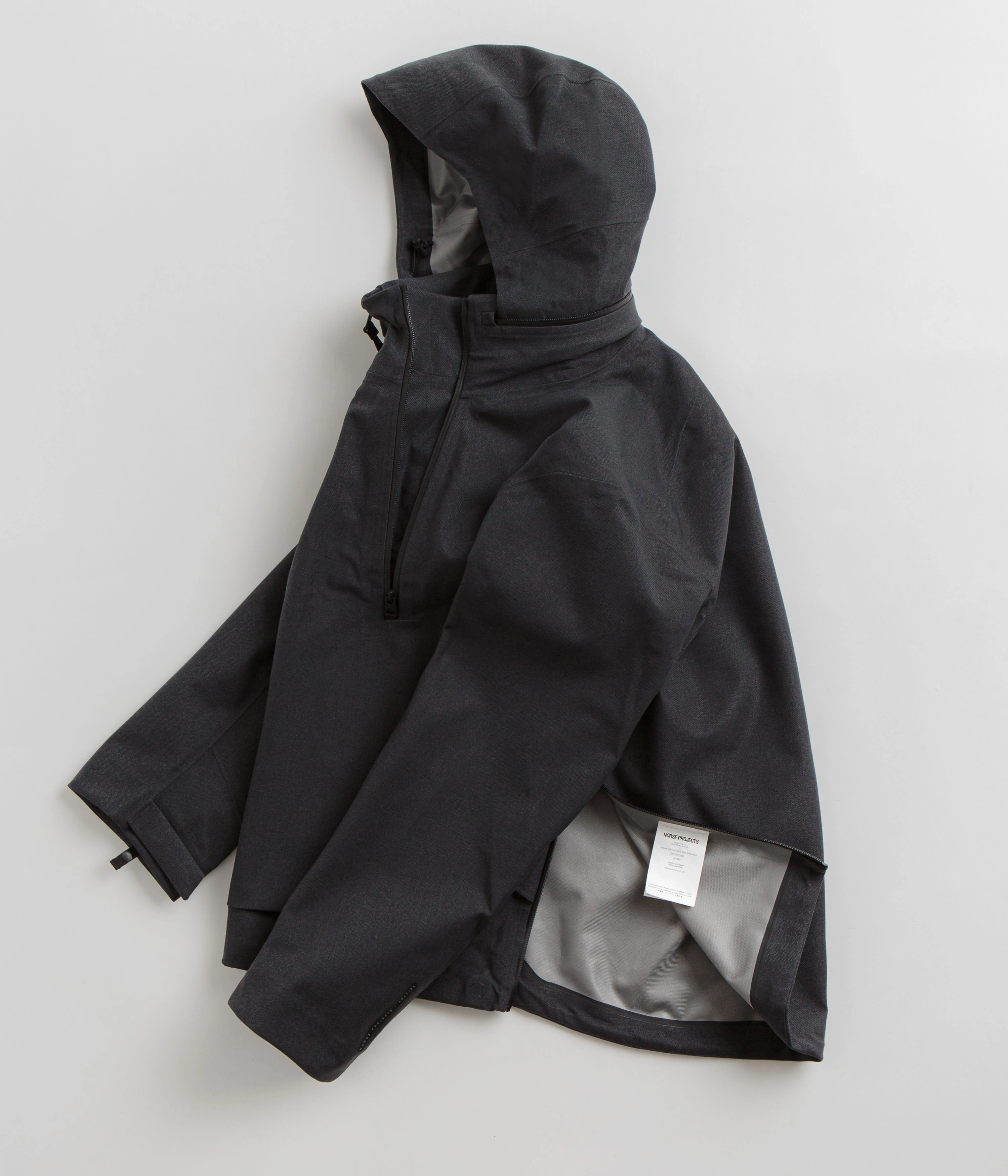 Norse Projects Textured Twill Gore-Tex 3L Stand Collar Jacket - Charcoal Grey Dance Lightweight Waterproof