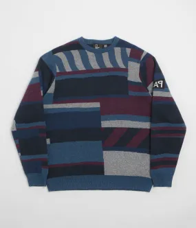 by Parra Patched Your Work Knitted Sweatshirt - Blue Metallic colors Durable Fabric