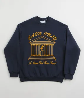 Relaxed Comfort Cash Only Bank Crewneck Sweatshirt - Deep Navy