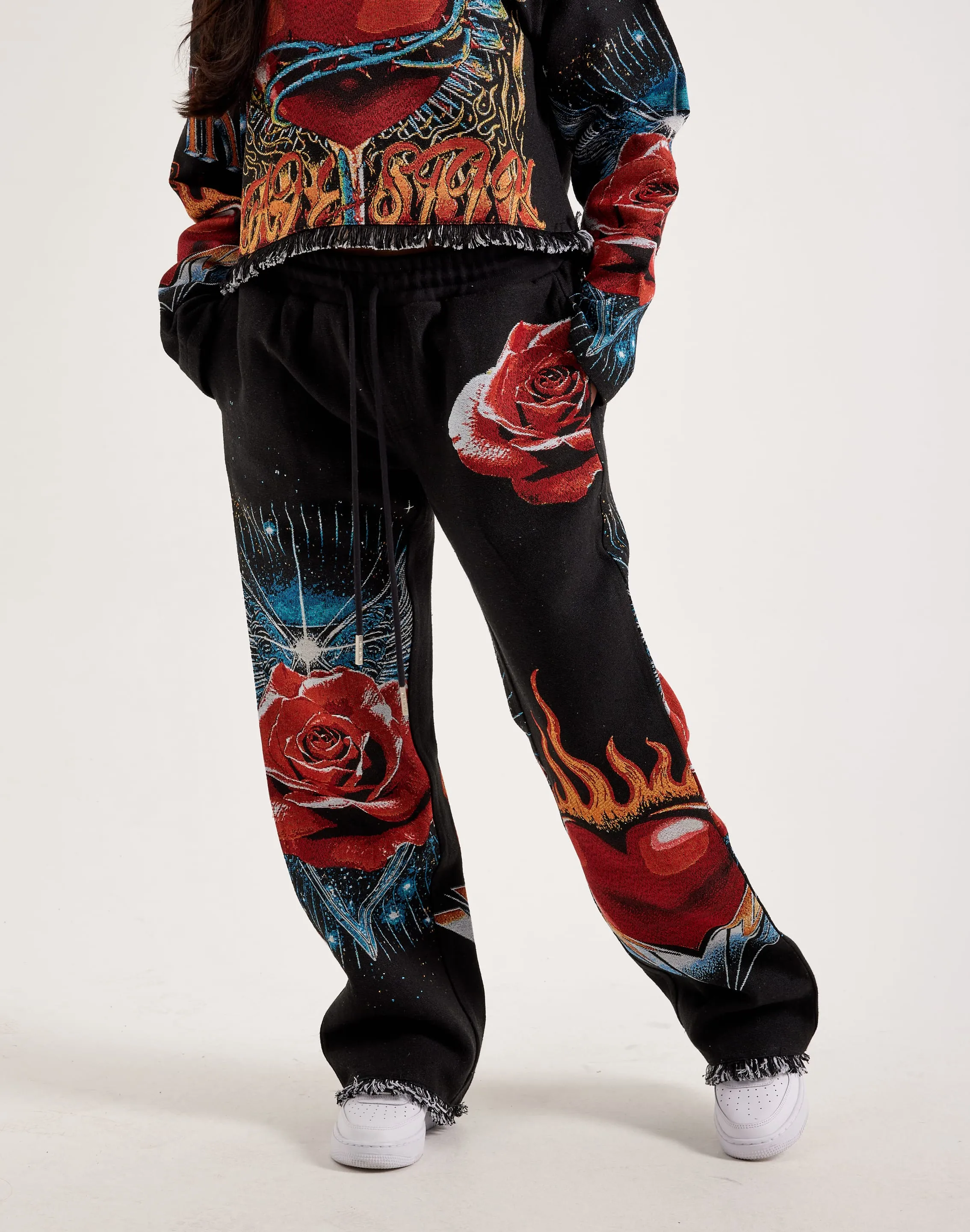 All Day Reinforced Knees Majestik Winged Heart Tapestry Pants