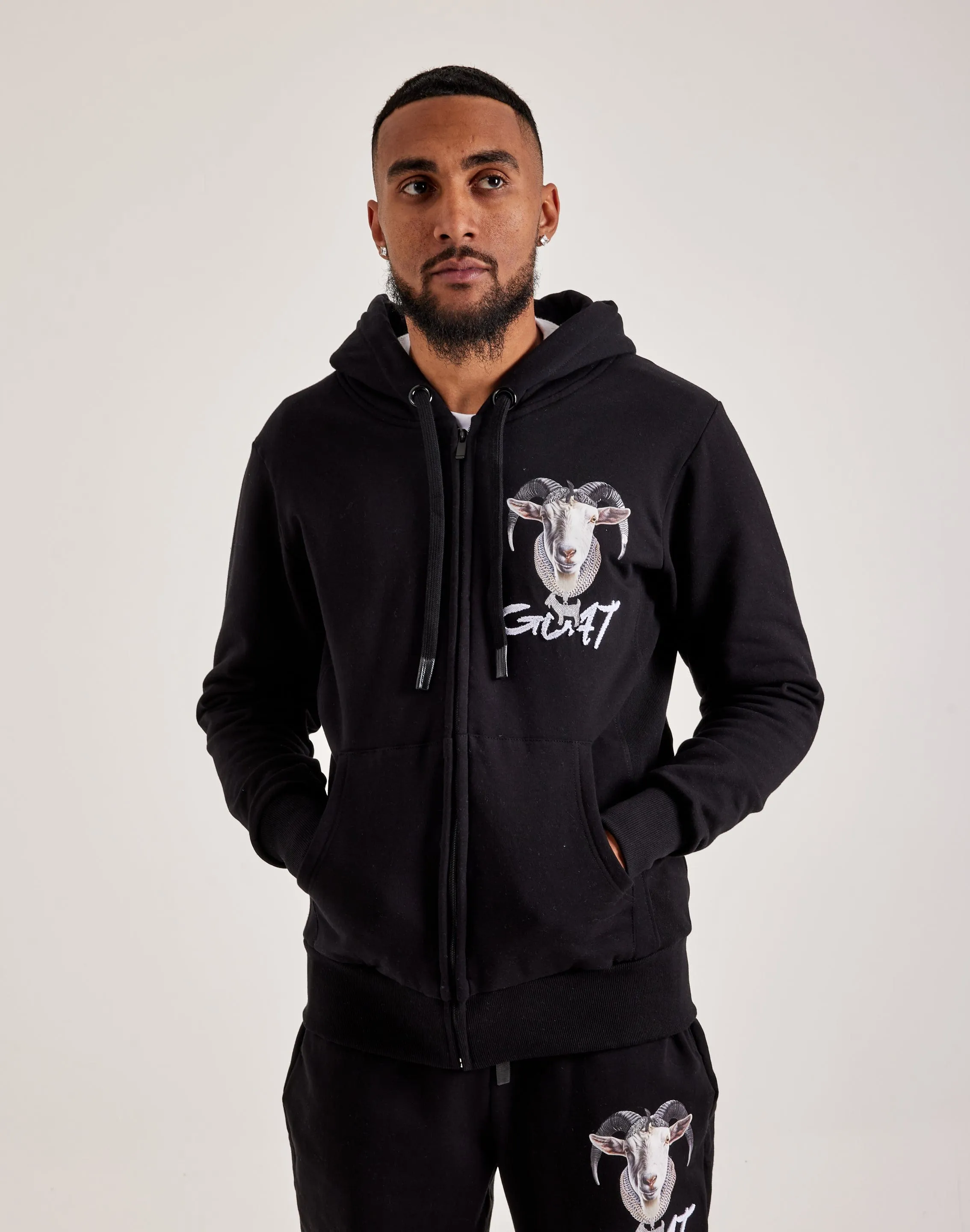 ThermalInsulated Sequin Glow Streetz Iz Watchin Goat Full-Zip Hoodie