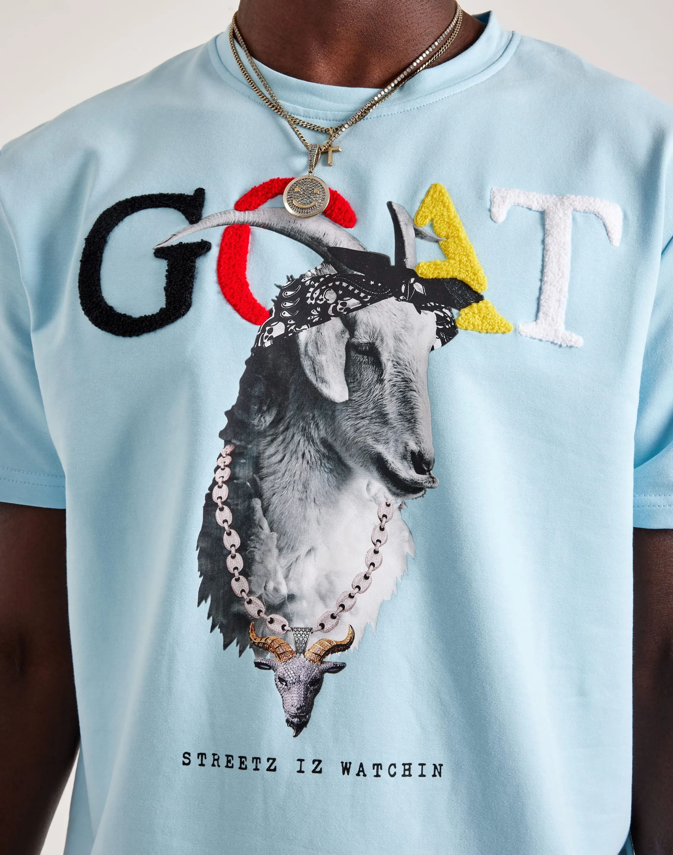 Fire Glow Sustainable Base Streetz Iz Watchin Goat Tee