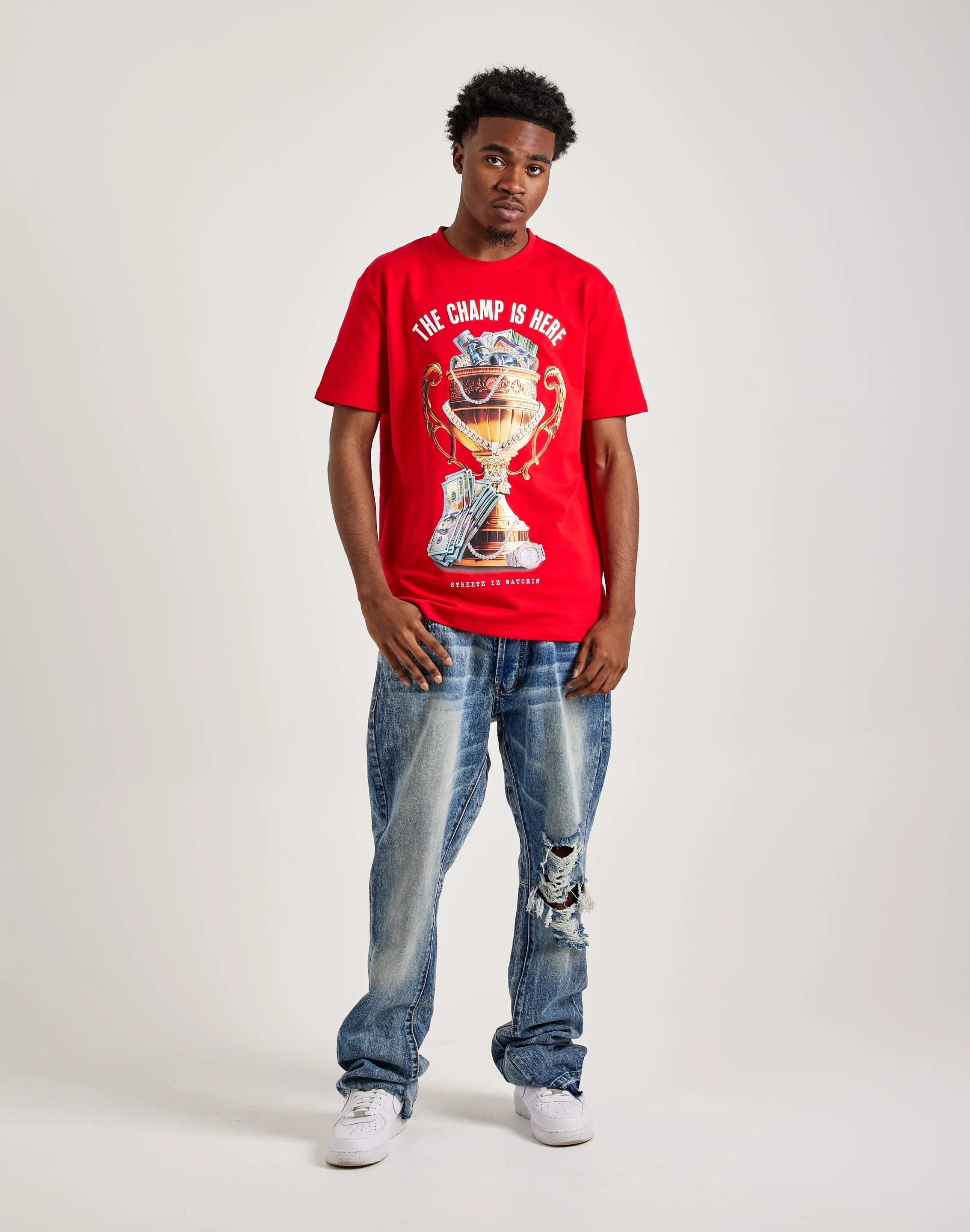Streetz Iz Watchin The Champ Is Here Tee Energy Flow Sequin Glow