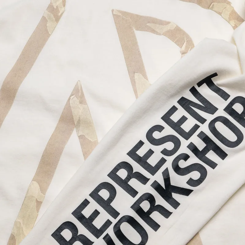 arcade venue Trendy Represent Masking Tape Initial L/S Tee - Flat White