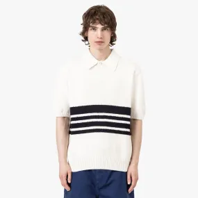 family gathering Pastel Shade Palmes Panel Knit Polo Off-White
