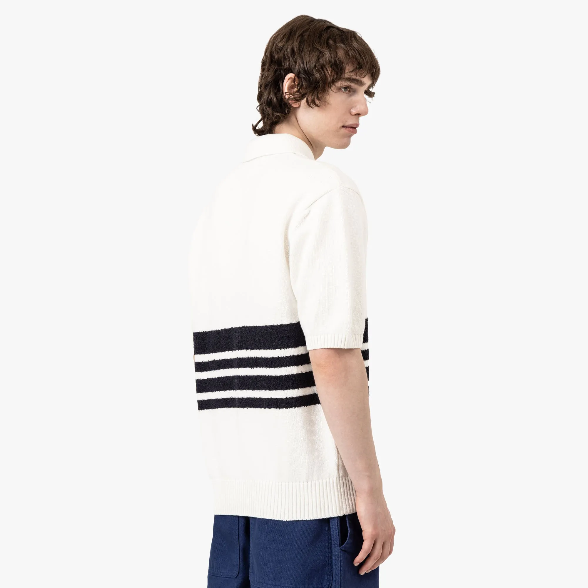 Palmes Panel Knit Polo Off-White hypoallergenic
