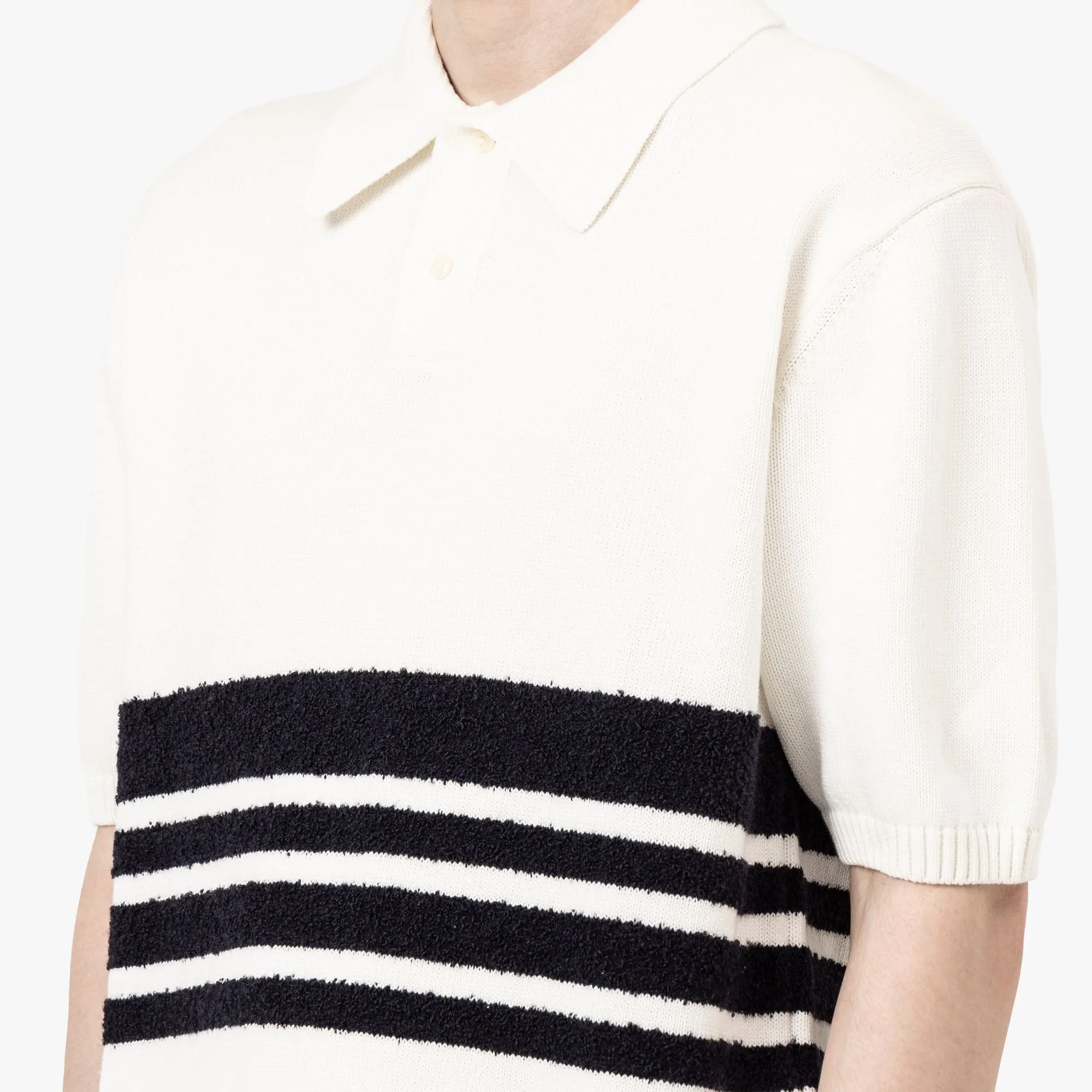 Palmes Panel Knit Polo Off-White Sophisticated Elegance