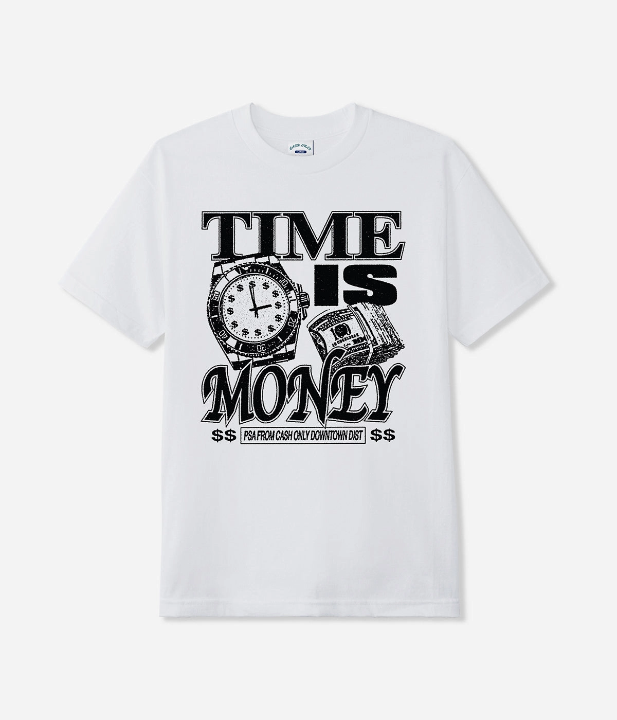 Cash Only Time T-Shirt Geometric Design Compact Fold Design