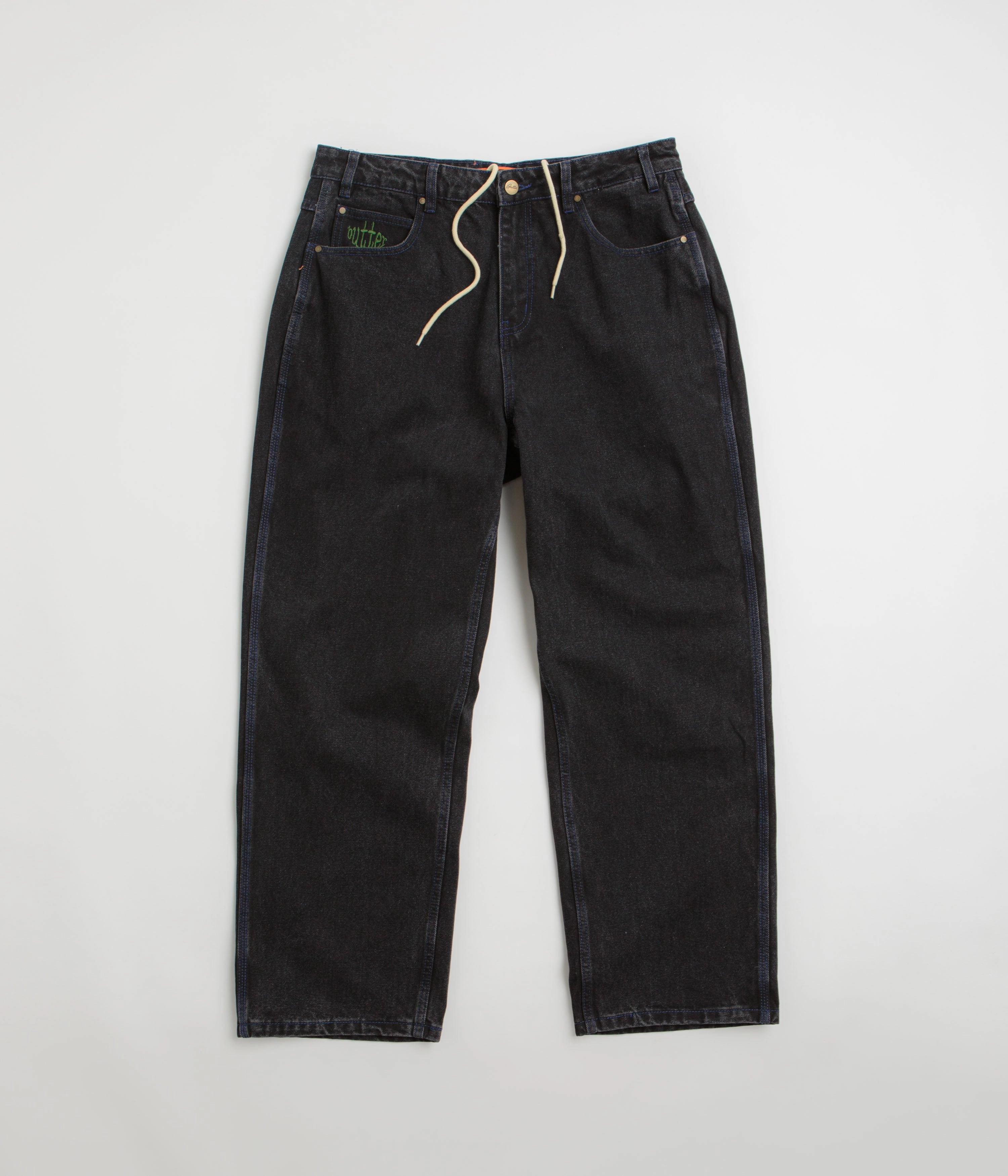 Organic Cotton Blend Cozy Design Butter Goods Spider Jeans - Washed Black