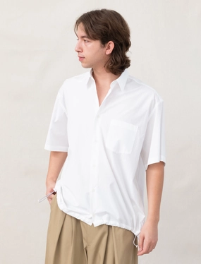 Short Sleeve Cinch Shirt (White) Durable Reinforced Hem