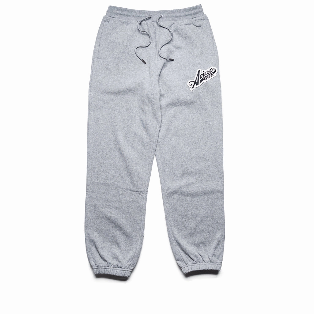 Flexible High Density Knit Avirex Script Jogger - Heather Grey