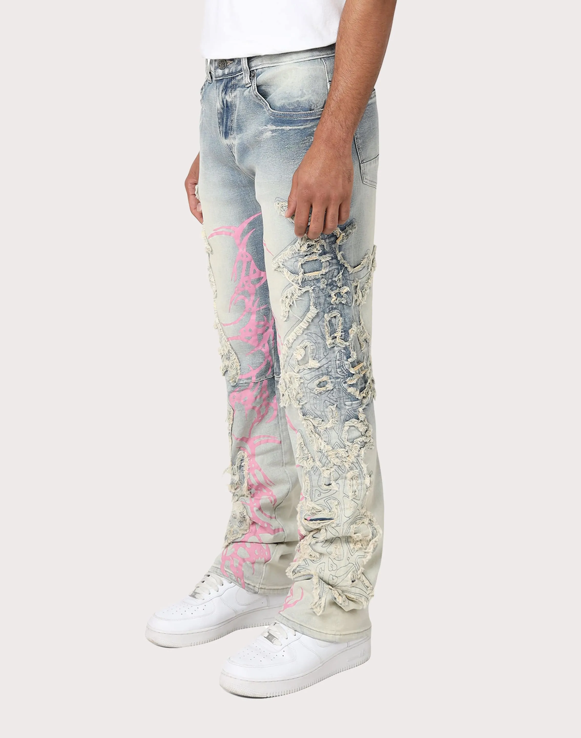 Grindhouse Slim Fit Thorn Frayed Denim Jeans CoolingChannelFabric Virtual Mode