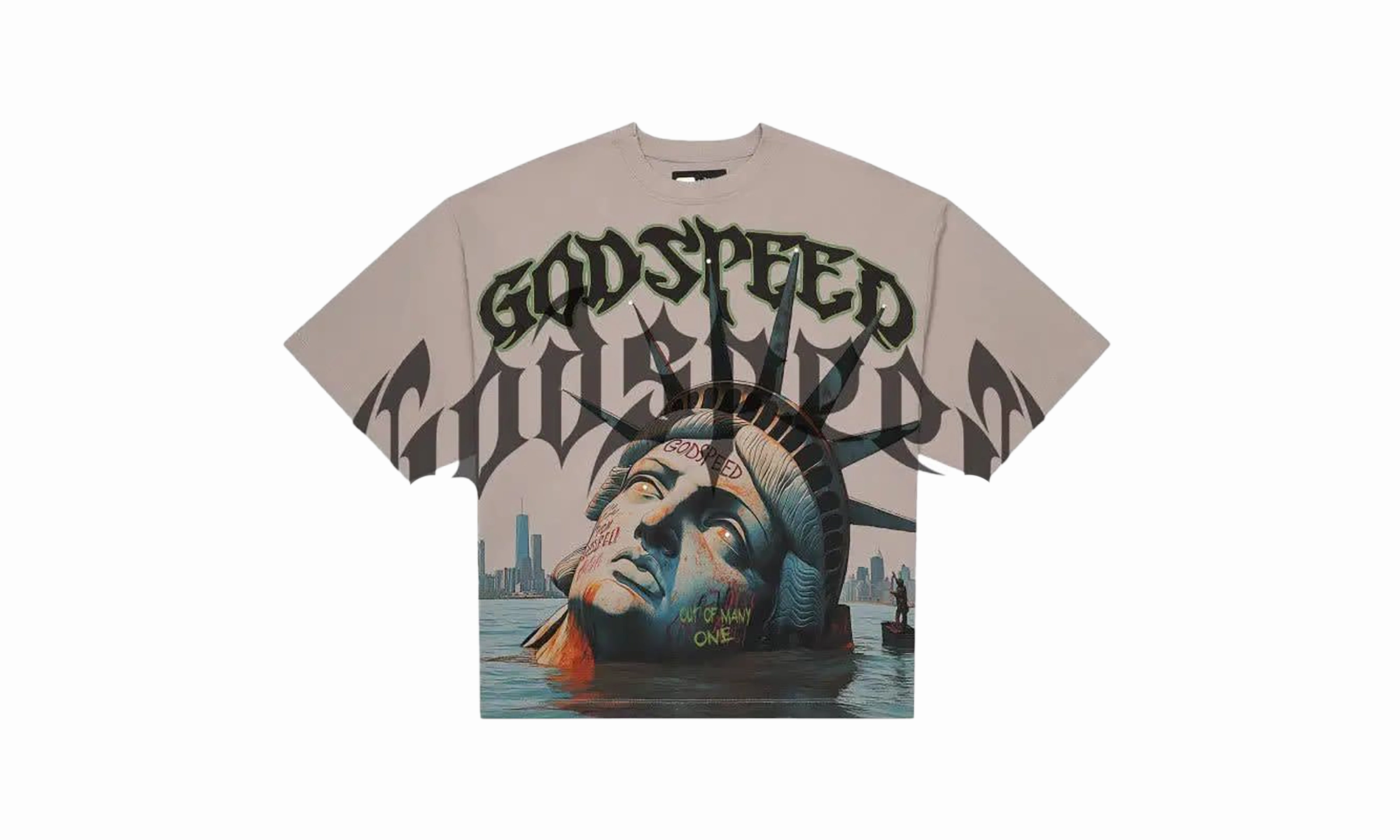 Sunken Liberty T-Shirt "Stone Wash" Move Fast DoubleLayeredHem