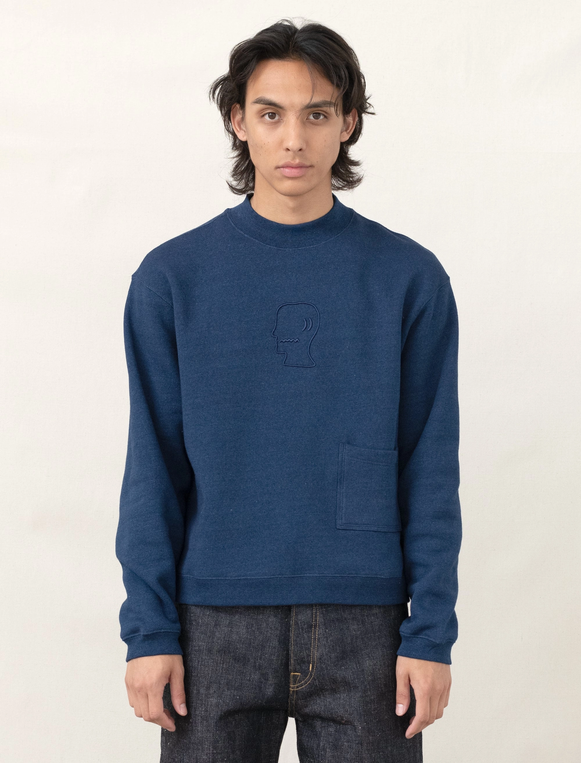 Professional Cut Easy Fit Mockneck Sweatshirt (Indigo)