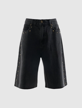 STUDDED DENIM SHORTS Flexible Fit