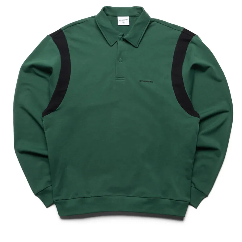 Microfiber Material Students Golf Clive L/S Fleece Polo - Pine