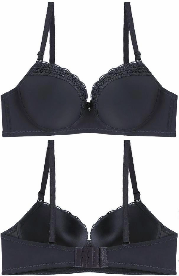 Non-Slip Design Easy Comfort Thin Cup Scalloped Lace Trim Bra