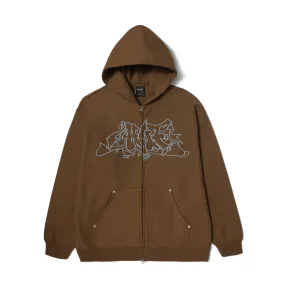 Reinforced Shoulder Panels HUF Outlines Heavy Weight Full Zip Fleece - Brown