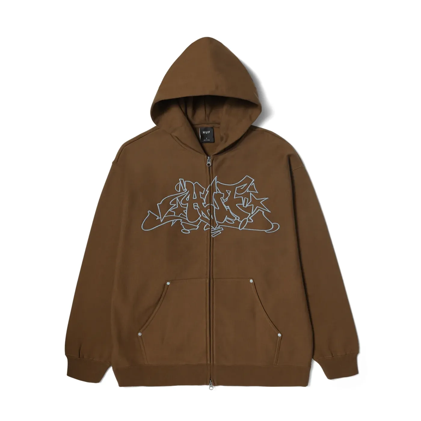 Breathable knit Surfing wear HUF Outlines Heavy Weight Full Zip Fleece - Brown