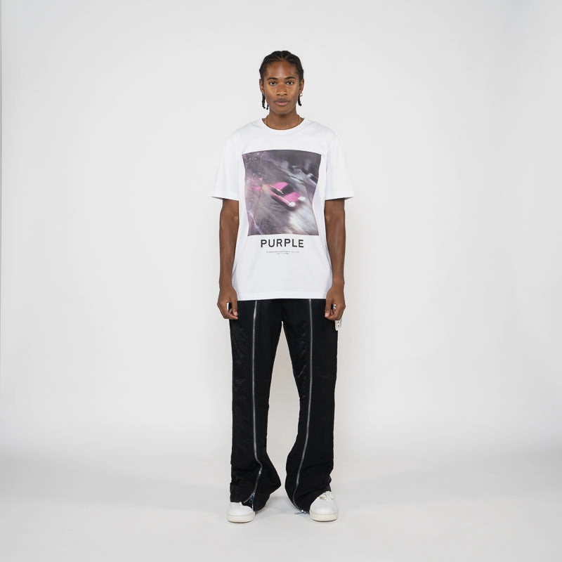 Purple Brand Speed Tee - White hoodie silhouette